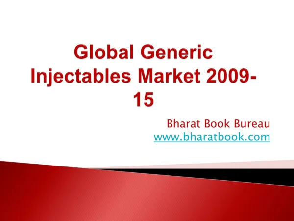 Global Generic Injectables Market 2009-15