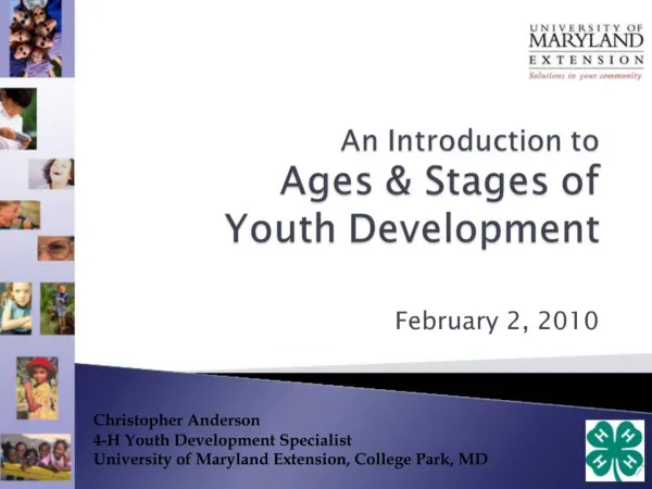 An Introduction to Ages Stages of Youth Development
