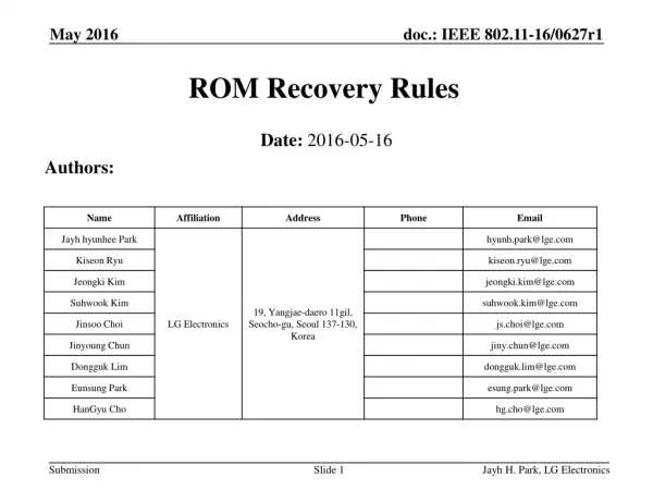 ROM Recovery Rules