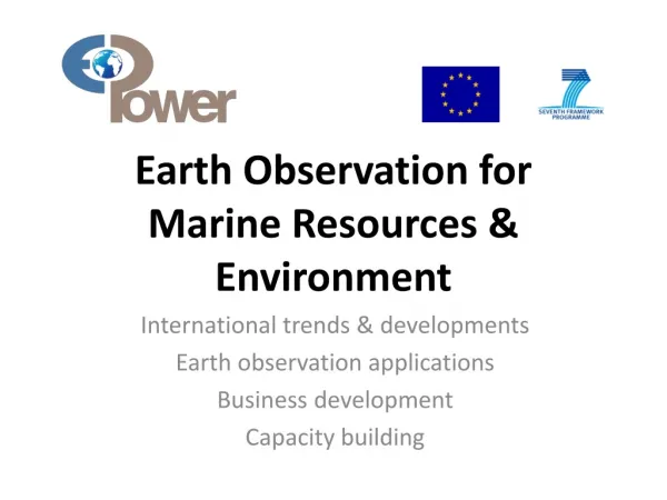 Earth Observation for Marine Resources &amp; Environment
