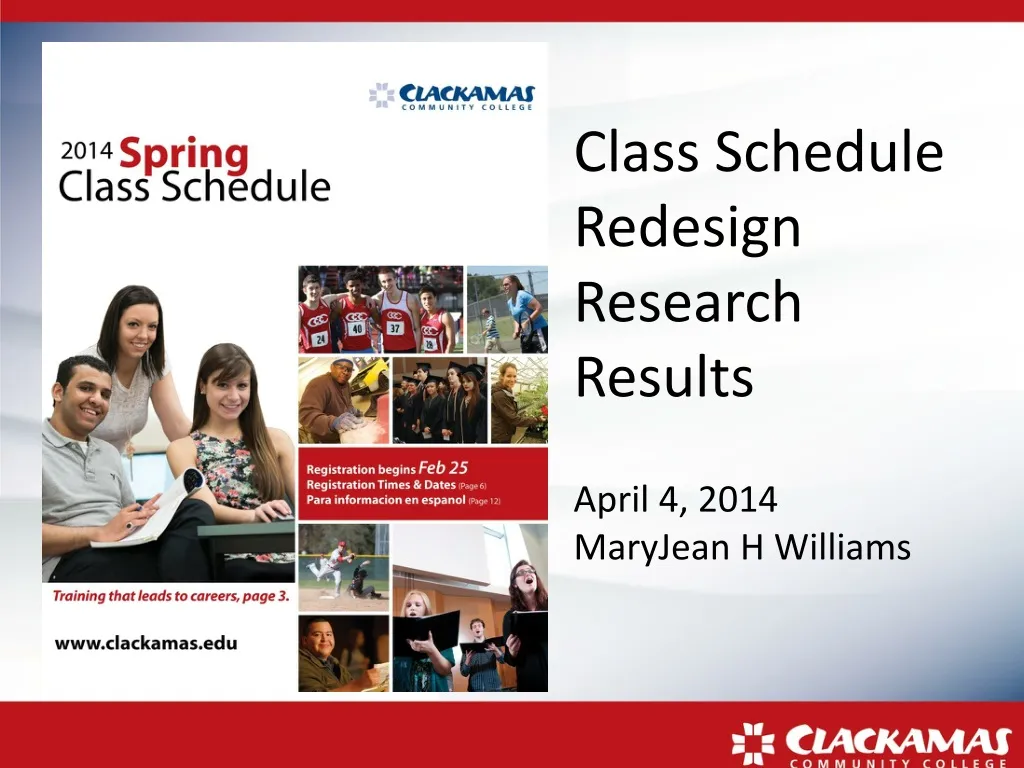 class schedule redesign research results april 4 2014 maryjean h williams