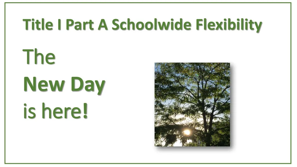 title i part a schoolwide flexibility