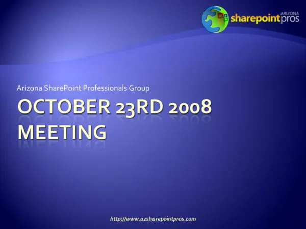 October 23rd 2008 meeting
