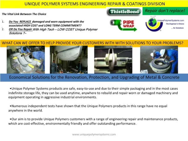 UNIQUE POLYMER SYSTEMS ENGINEERING REPAIR COATINGS DIVISION