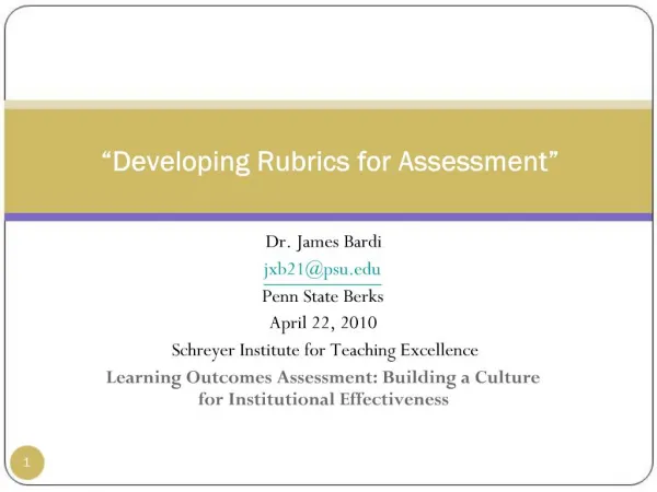 Developing Rubrics for Assessment