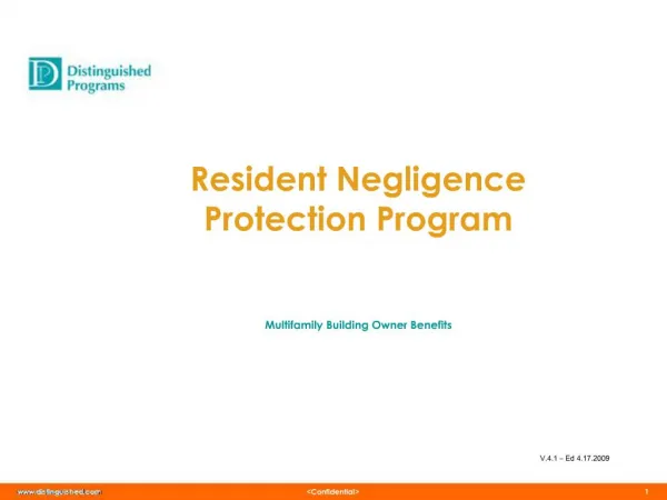 Resident Negligence Protection Program Multifamily Building Owner Benefits