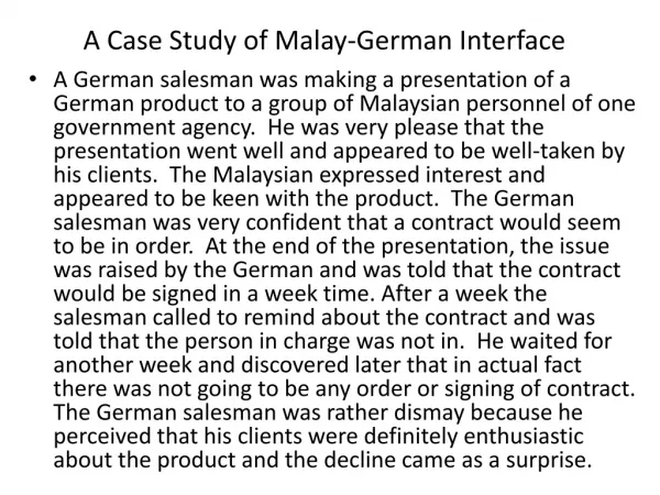 A Case Study of Malay-German Interface