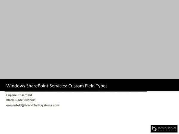 Windows SharePoint Services: Custom Field Types