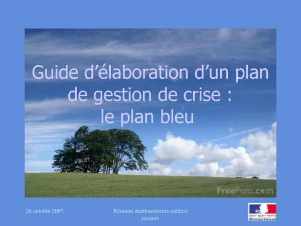 Guide d laboration d un plan de gestion de crise : le plan bleu