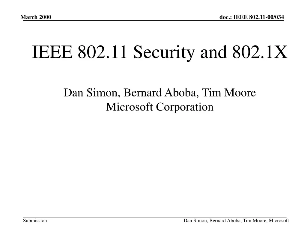 ieee 802 11 security and 802 1x dan simon bernard aboba tim moore microsoft corporation