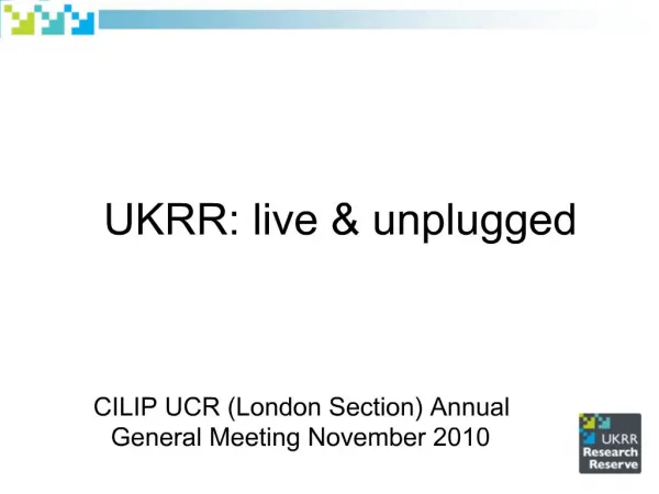 UKRR: live unplugged