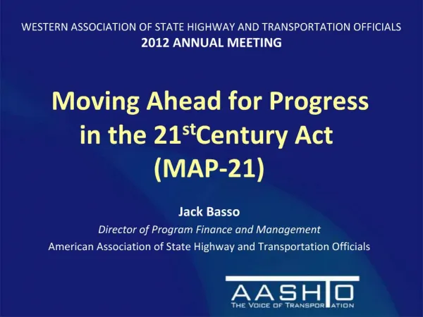 WESTERN ASSOCIATION OF STATE HIGHWAY AND TRANSPORTATION OFFICIALS 2012 ANNUAL MEETING