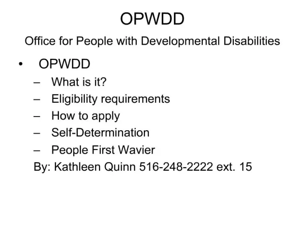 OPWDD Office for People with Developmental Disabilities