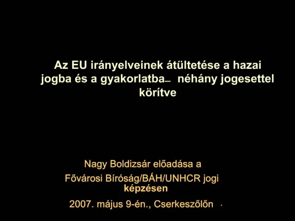 Az EU ir nyelveinek t ltet se a hazai jogba s a gyakorlatba n h ny jogesettel k r tve