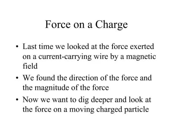 Force on a Charge