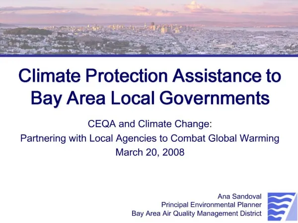 Climate Protection Assistance to Bay Area Local Governments