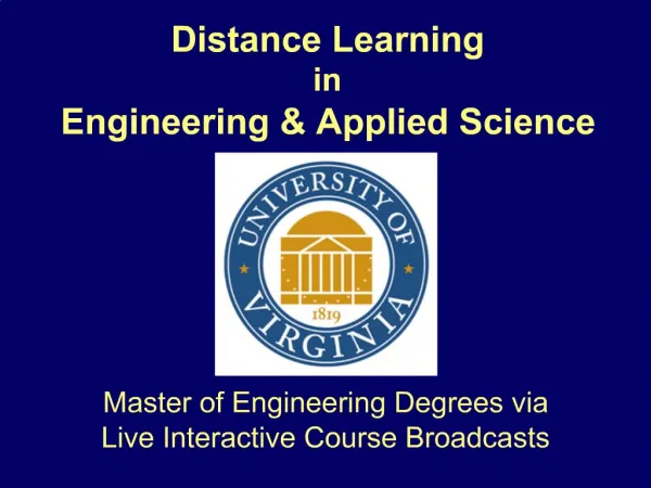 Distance Learning in Engineering Applied Science