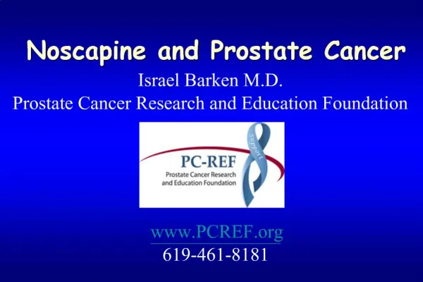 Noscapine and Prostate Cancer