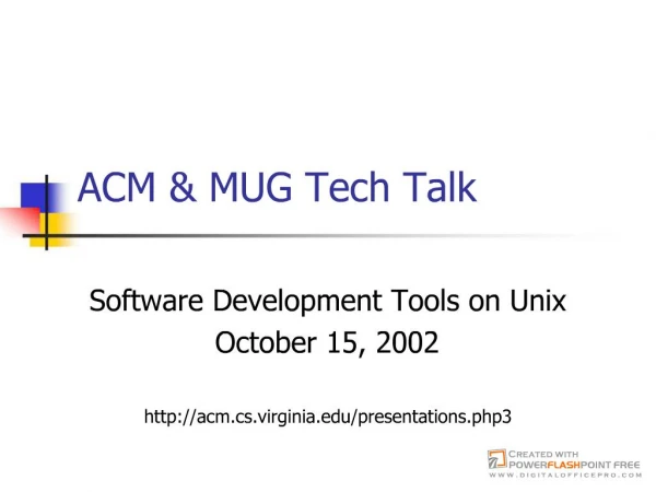 ACM MUG Tech Talk