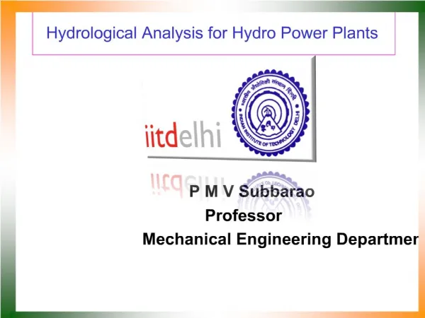 Hydrological Analysis for Hydro Power Plants