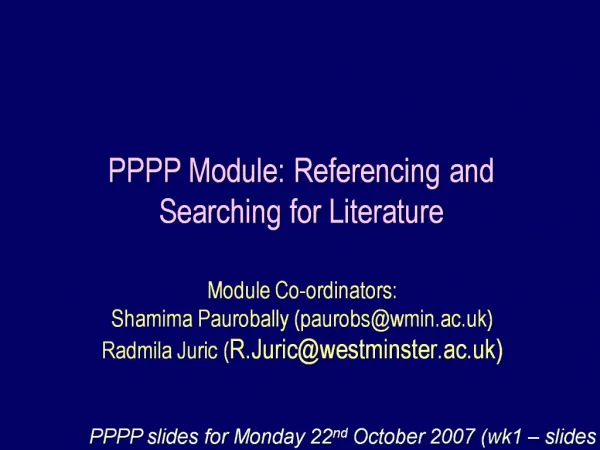 PPPP Module: Referencing and Searching for Literature