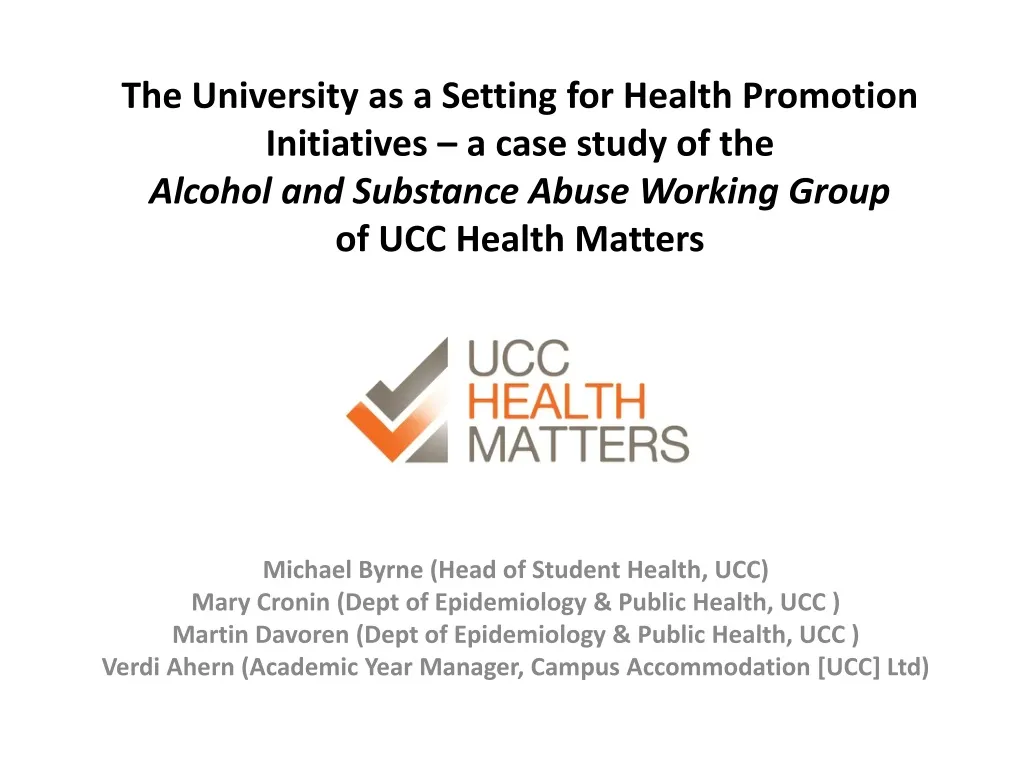 the university as a setting for health promotion