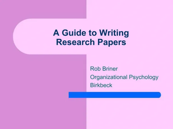 A Guide to Writing Research Papers