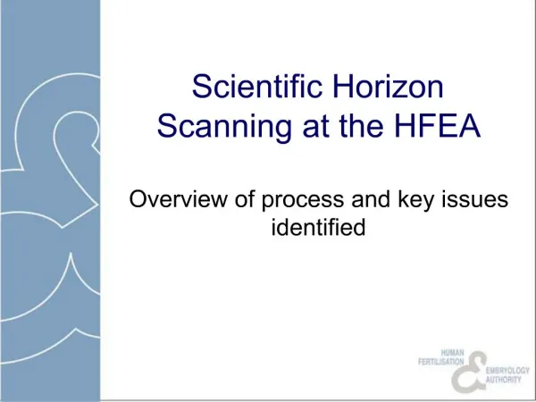 Scientific Horizon Scanning at the HFEA