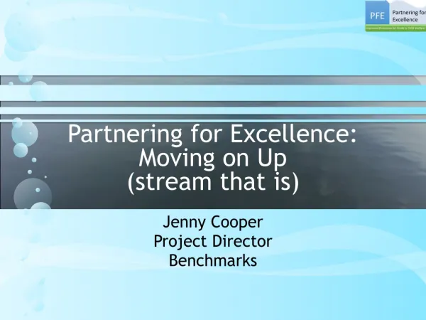 Partnering for Excellence: Moving on Up (stream that is)