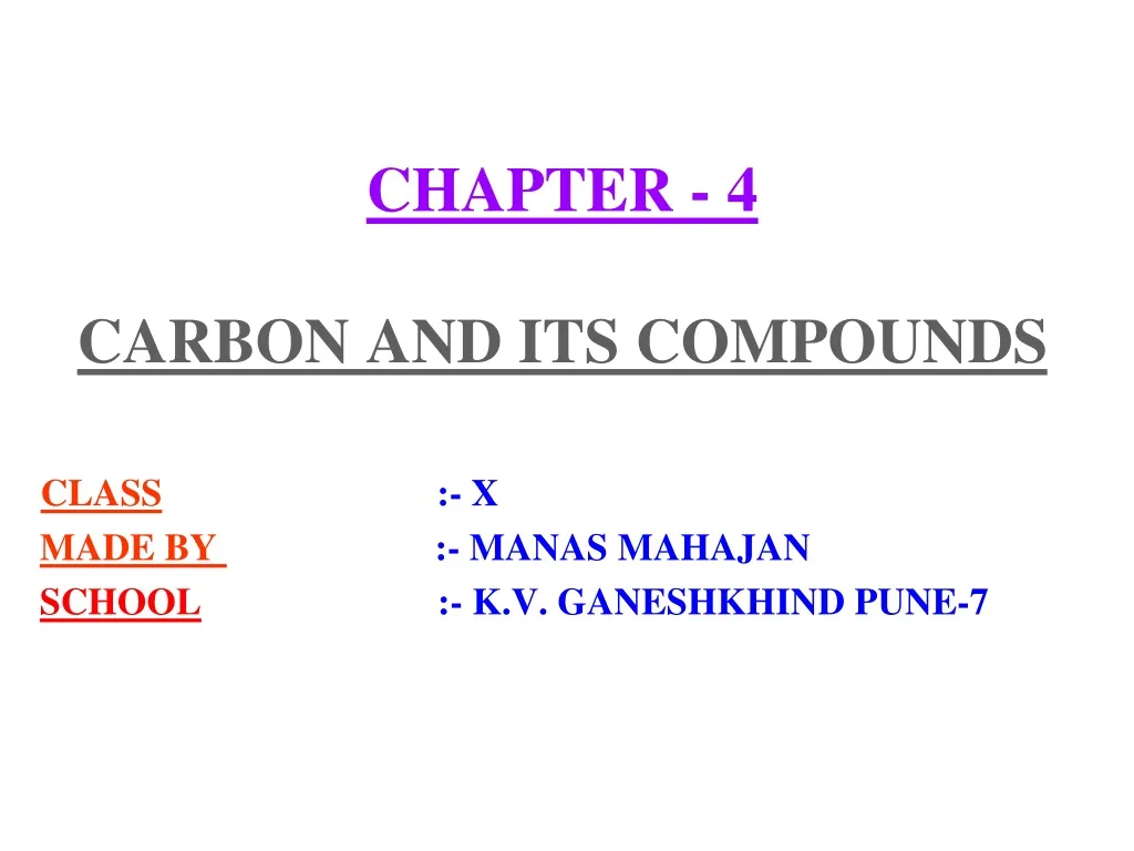 chapter 4 carbon and its compounds
