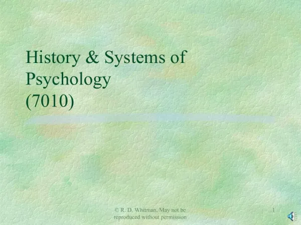 History Systems of Psychology 7010