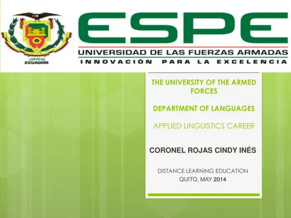 THE UNIVERSITY OF THE ARMED FORCES DEPARTMENT OF LANGUAGES APPLIED LINGUISTICS CAREER