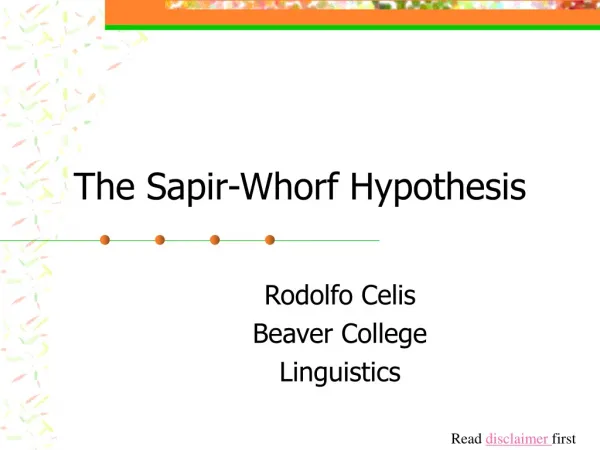 The Sapir-Whorf Hypothesis