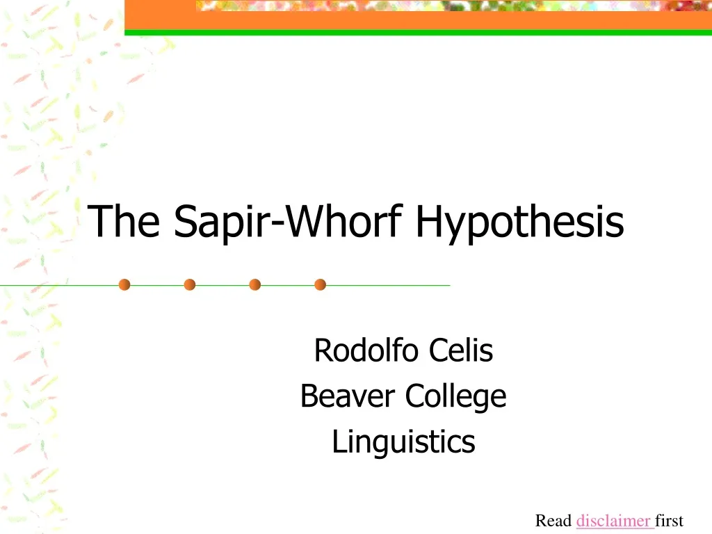 the sapir whorf hypothesis