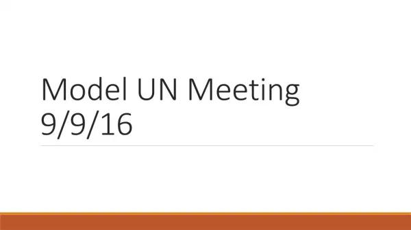 Model UN Meeting 9/9/16