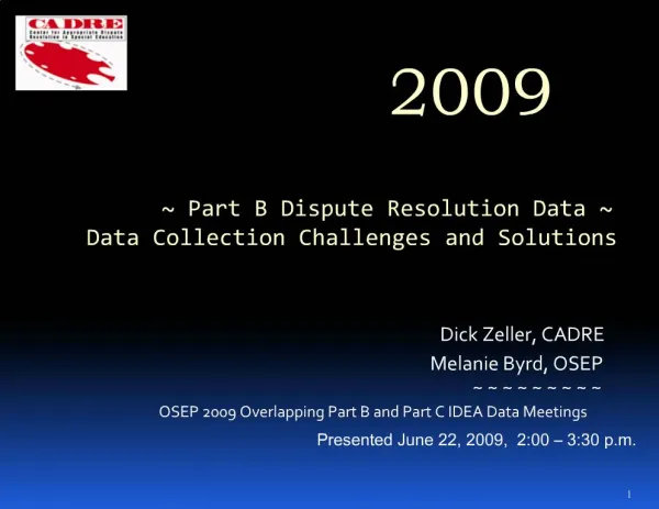 Part B Dispute Resolution Data Data Collection Challenges and Solutions