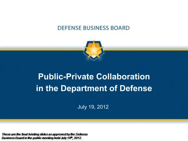 Public-Private Collaboration in the Department of Defense