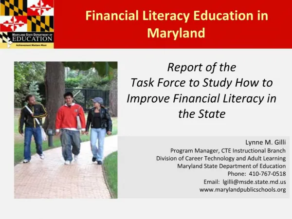 Report of the Task Force to Study How to Improve Financial Literacy in the State