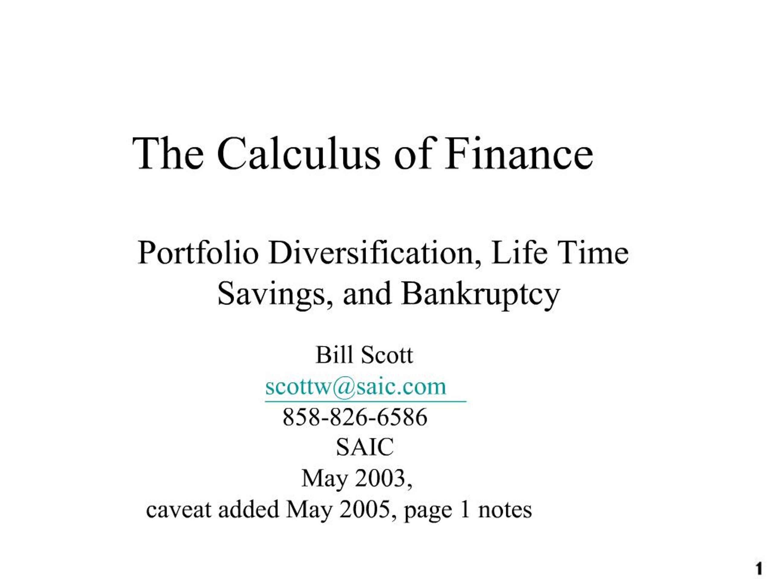 PPT - The Calculus of Finance PowerPoint Presentation, free download ...