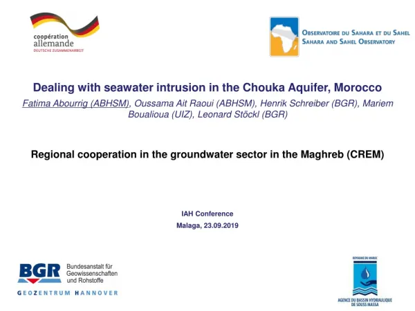 Dealing with seawater intrusion in the Chouka Aquifer , Morocco