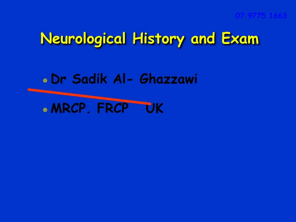 neurological history and exam