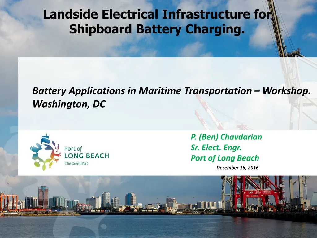 landside electrical infrastructure for shipboard battery charging