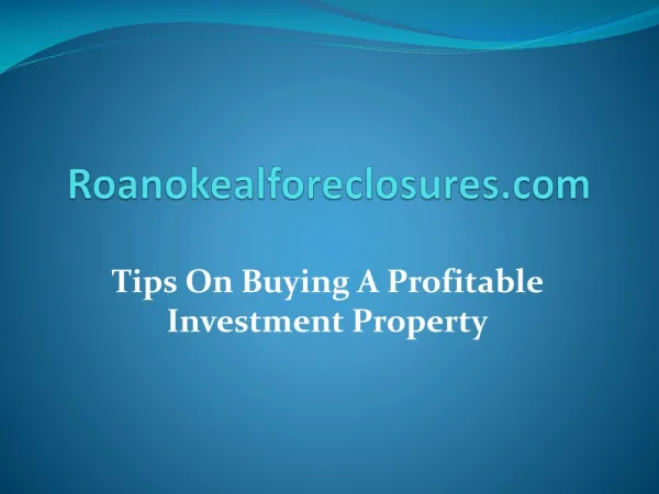 Tips On Buying A Profitable Investment Property