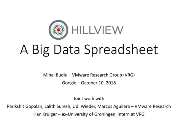 A Big Data Spreadsheet