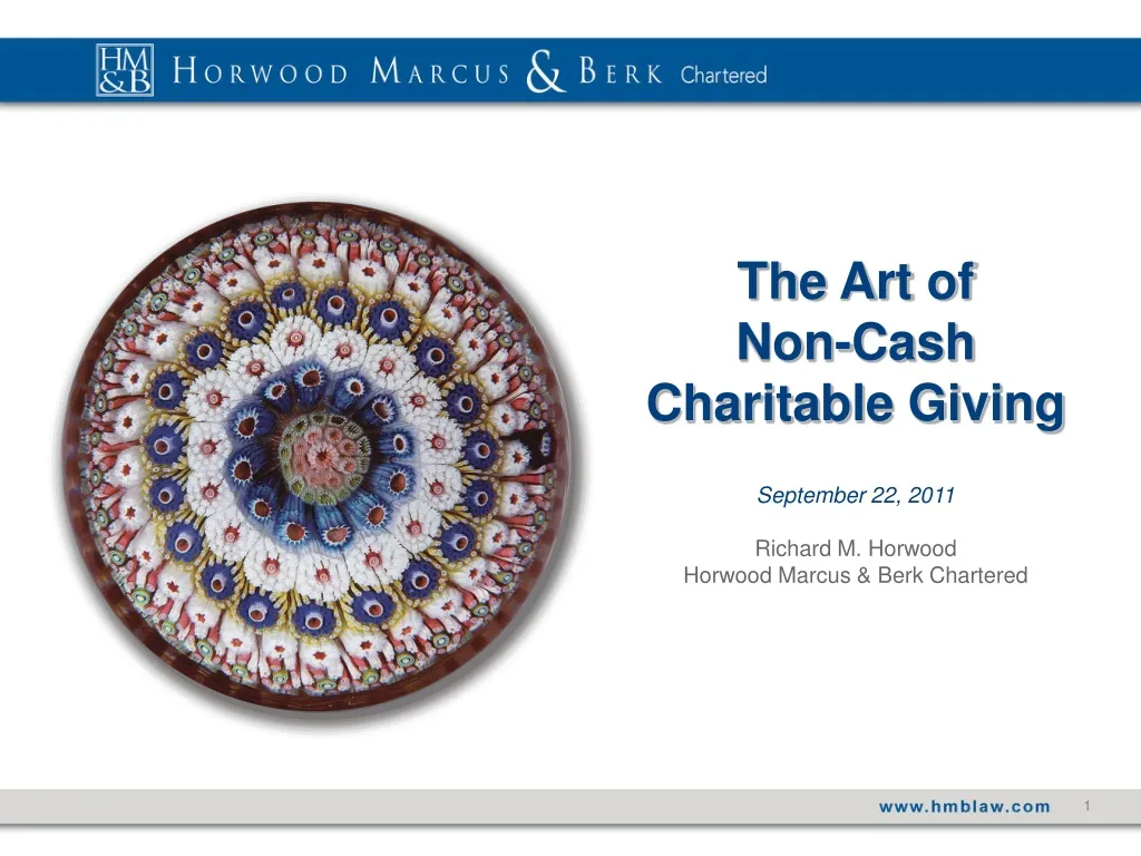 the art of non cash charitable giving