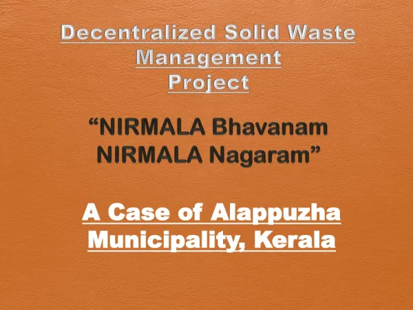 Decentralized Solid Waste Management Project