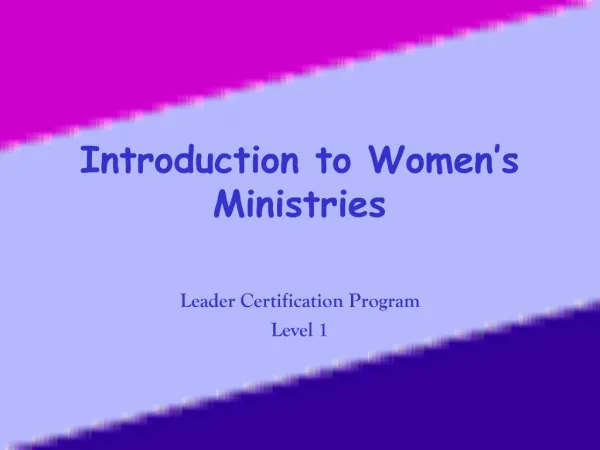 Introduction to Women s Ministries