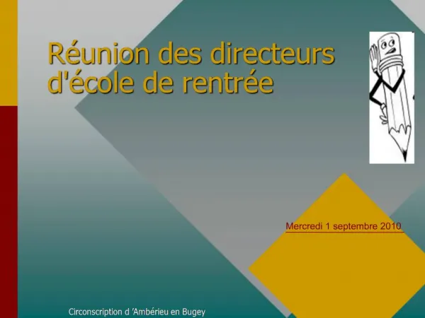 R union des directeurs d cole de rentr e