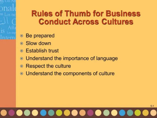 Rules of Thumb for Business Conduct Across Cultures