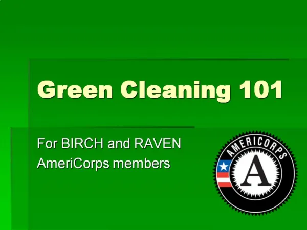 Green Cleaning 101